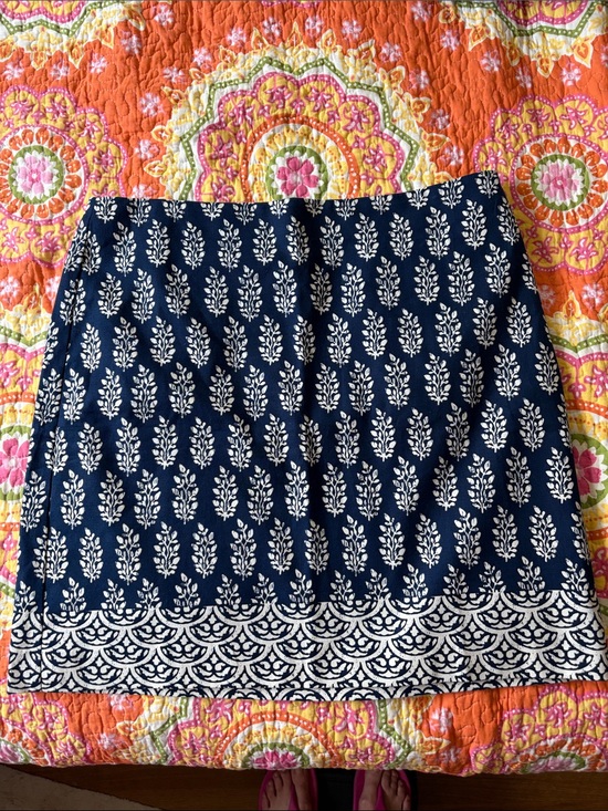 Talbots Dresses & Skirts - Talbots Cotton Navy Batik Printed A-Line Skirt